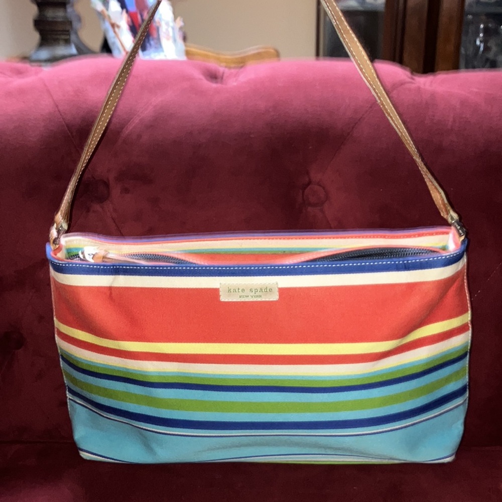KATE SPADE Host Pick made in Italy vintage Sid Striped Uptown Park Canvas  Bag
